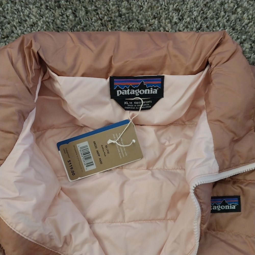 Girls Anthos Pink Down Sweater - Picture 9 of 14